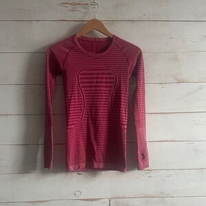 lululemon athletica Swiftly Tech Crew Berry Striped Long Sleeve Top
